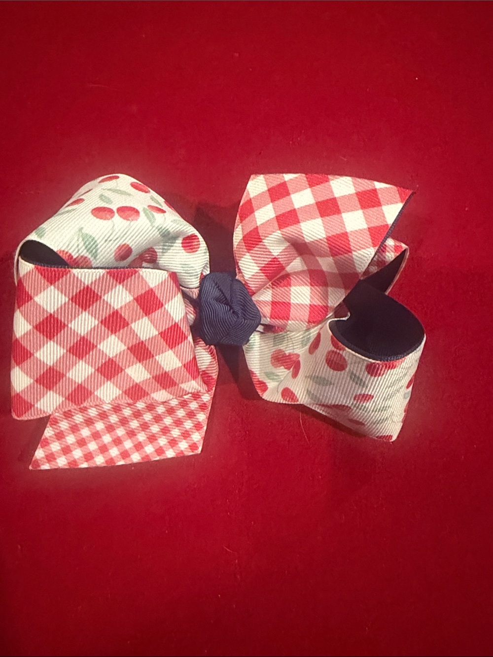 Matilda Jane Kids Cherry Gingham Hair Bow - Red & White